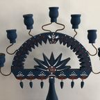 Vintage Zweedse Houten Kandelaar Handbeschilderd Uit Småland thumbnail 4
