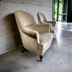 Set Van 2 Vintage Ecru Eenzitten / Fauteuils / Clubzetels thumbnail 8