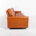 1960’S Vintage Danish Modern Cognac Leather Sofa thumbnail 6