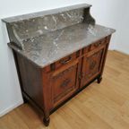 Vintage Frans Dressoir Commode, Ladekast Badkamermeubel Met Marmer Blad 112 thumbnail 11