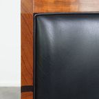 Mooie Zwarte Rundleren En Houten Art Deco Design Fauteuil Van Schuitema Uit De Decoforma Serie thumbnail 13