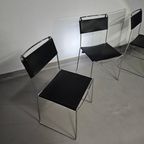 3 X Italian Giandomenico Belotti Stoelen In Zwart Leer Jaren 80. Chairs / Black Leather For Alias thumbnail 5