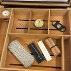Vintage - Rosewood And Brass - Humidor For Cigars Including A Lot Of Accessories - Great Git! thumbnail 3