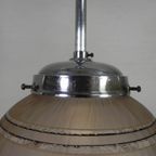 Art Deco Hanglamp Met Ufo-Vormige Glazen Bol, Jaren 30 thumbnail 14