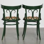 Set Van 2 Leuke Groene Sierlijke Vintage Bistro Stoelen Met Een Gematte Rieten Zitting thumbnail 12