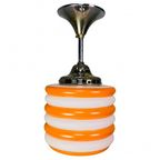 Art Deco Hanglamp Met Oranje Strepen, Jaren 30 thumbnail 2