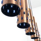 Rood Koperen Hanglamp Met Blauwe Glazen Details 61698 thumbnail 4