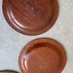 Set Van 6 Vintage Scandinavische Silva Teak Onderzetters thumbnail 2