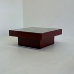 Mid Century Rode Italiaanse Salontafel Met Glazen Blad thumbnail 2