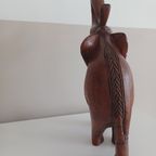 Vintage Handgekerfde Houten Olifant, Massief, 35 Cm thumbnail 8