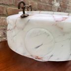 Art Deco Hanglamp, Vintage Albast Plafondlamp thumbnail 10