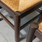 Set Van 4 Vintage Hout En Riet Eetkamerstoelen thumbnail 15