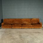 Midcentury Modulaire Bank – Bruine Ribstof – Jaren 70 thumbnail 5