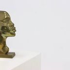 Solid Brass Sculpture African Woman 1950S thumbnail 6