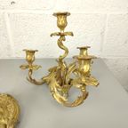 Antieke Vergulde Bronzen Louis Xv Kandelaars thumbnail 5