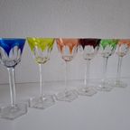 6 Vintage Kristallen Gekleurde Wijnglazen thumbnail 17