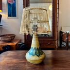 Deens Design Keramiek Tafellamp Vintage Met Rotan Kap thumbnail 9