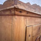 Stoere Geleefde Antiek Grenen 1 Deurs Kast Met Twee Planken, 100 Cm Breed thumbnail 3