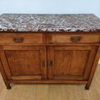 Vintage Frans Dressoir Commode, Ladekast Bakamermeubel Met Marmer Blad thumbnail 13