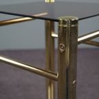 Goudkleurige Hollywood Regency Rookglazen Bijzettafel, Zuil thumbnail 6