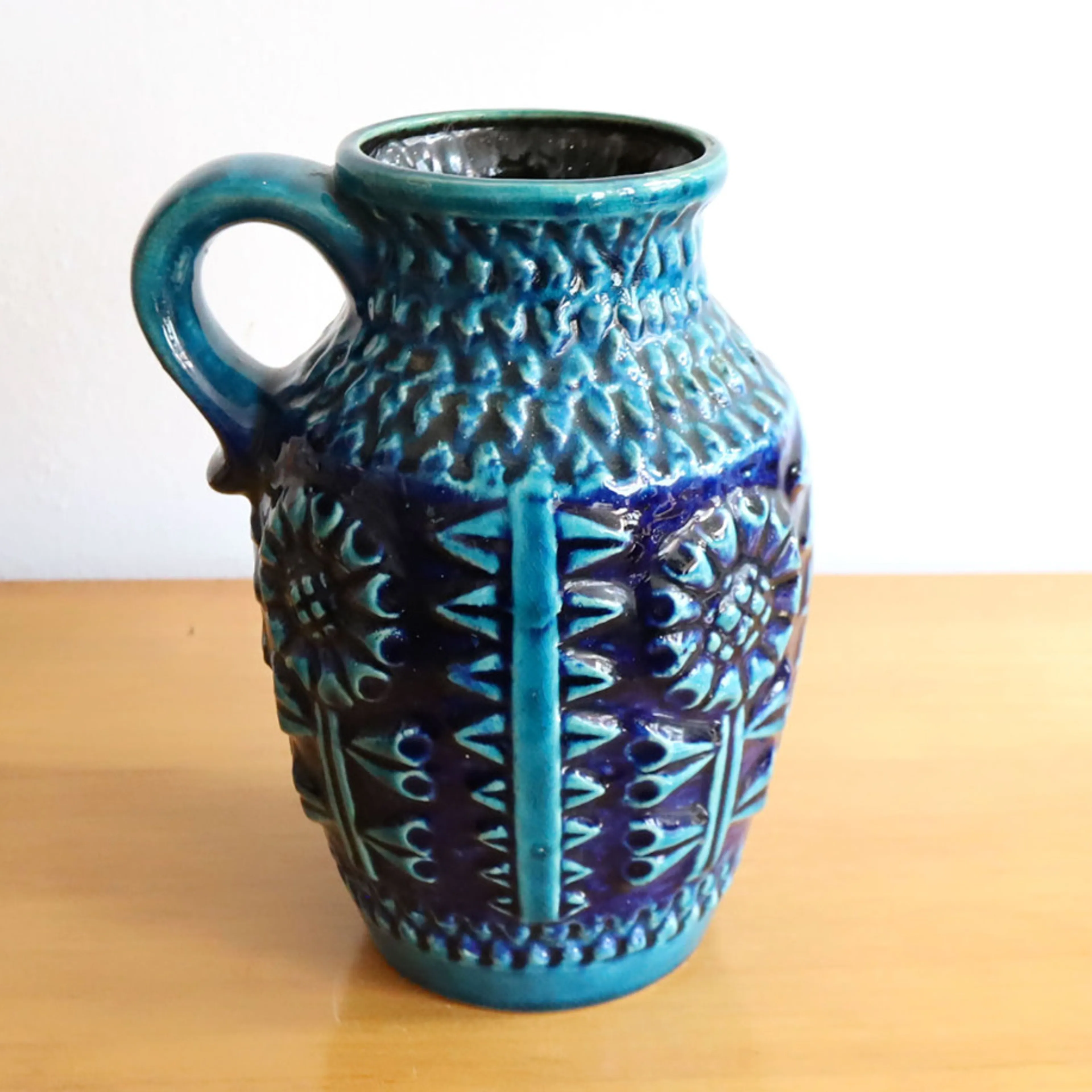 Bay Keramik W.Germany 258-20 花瓶　ヴィンテージ Mid-Century Bay Vaas Keramiek Blauw bij Reliving