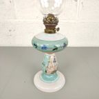 Antieke Handbeschilderde Opaline Olielamp thumbnail 5
