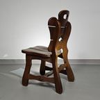 4 X Brutalist Oak Dining Chairs / 60's thumbnail 6