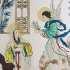 Vintage Prent Japans Geschilderd Op Zijde thumbnail 9