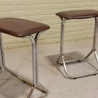 Set Van 2 Vintage Chrome En Vinyl Kruks Krukjes thumbnail 3