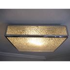 Vintage Plafondlamp, Plafonniere Met Kunststof Platen In Verchroomde Profielen, 71 X 71 Cm, Jaren thumbnail 10