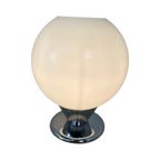 Vintage - Art Deco Style Lamp - Xl Satin Glass Dome Mounted On Chrome Base thumbnail 5