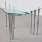 Set 3 Mid-Century Nesting Bijzettafels Glas Chrome Italy ´60 thumbnail 8