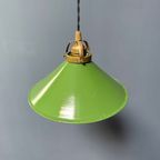 Groen Emaille Hanglamp Met Messing Armatuur thumbnail 6