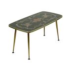 Fifties Rockabilly Salontafel Glas Conische Gouden Poten 90cm thumbnail 11