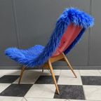 Iconic Miroslav Navratil Chair Blue Fluffy Fabric For Český Nábytek 1960S thumbnail 4