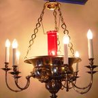 Antieke Verzilverde Godslamp, Kerk Lamp Met Engelen thumbnail 8