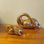 Vintage Zware Messing Zwanen Zwaan Vogels Beelden thumbnail 4