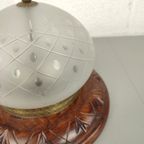 Houten Plafondlamp Met Geslepen Glas thumbnail 3