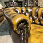 Chesterfield Tub Fauteuil In Antiek Goud Leder thumbnail 4