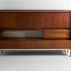 Mid-century Vintage Wandkast Met Verlichting In Teak, België 1960s thumbnail 2