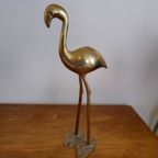 Messing Vintage Flamingo Vogel Vogels Geel Koper thumbnail 5
