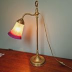 Art Deco Bureaulamp In Messing En Gesatineerd Glas, 1920-30 thumbnail 13