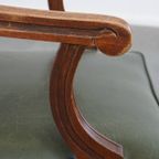 Klassieke En Tijdloze Rundleren Engelse Stijl Bureaustoel Op Wieltjes Gecombineerd Met Hout thumbnail 9