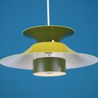 Goed Uitziende Kleurrijke Design Hanglamp *** Volledig Gerestaureerd In Groene En Mosterde Kleur thumbnail 9