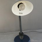 Vintage Happylight Bureaulamp Blauw Metaal Met Zwart thumbnail 4