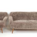 Vintage Bankstel Bruin Teddy | Bankje En Fauteuil Cocktail thumbnail 3