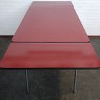 Uitschuifbare Tafelblad Met Besteklade Van Rood Formica thumbnail 11