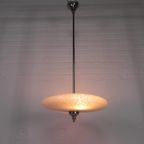 Art Deco Hanglamp Met Gewolkte Glazen Schaal, Jaren 30 thumbnail 6