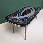 Vintage Houten Tafel Met Mozaïek Print . Aluminium Poten thumbnail 8