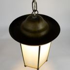 Lantaarn - Hanglamp - Glas - Metaal - Koper - Amsterdamse School - 1950'S thumbnail 6